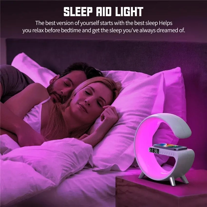 Discover the Ultimate 2023 Smart LED Lamp: Bluetooth Speaker, Wireless Charger, and Atmosphere Light – Perfect for Bedroom or Home Decor!