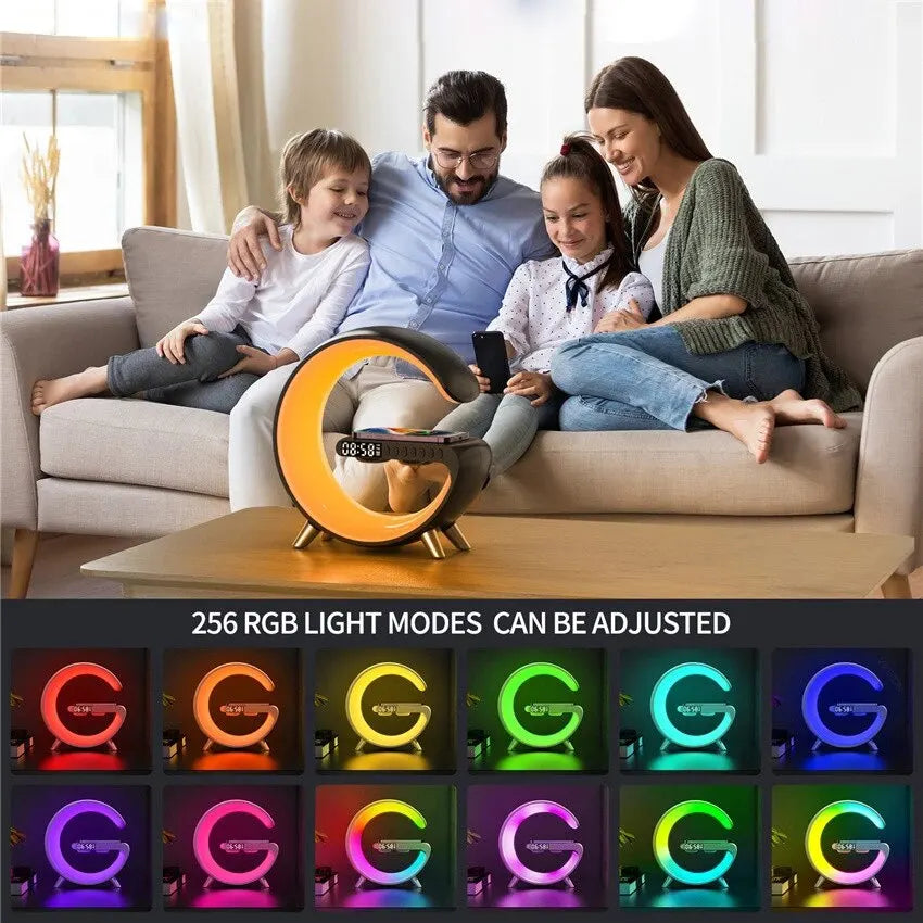 Discover the Ultimate 2023 Smart LED Lamp: Bluetooth Speaker, Wireless Charger, and Atmosphere Light – Perfect for Bedroom or Home Decor!