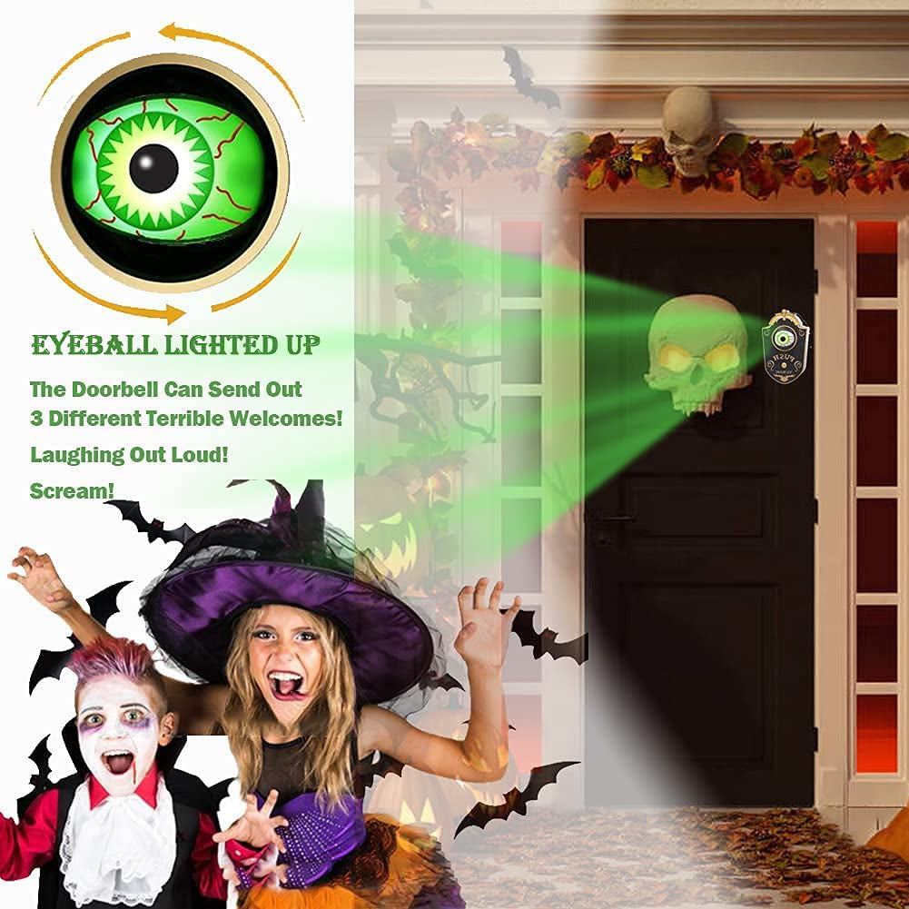Upgrade Your Halloween Decor with Our Animated Eyeball Doorbell! Perfect for Spooky Sounds and Light-Up Fun. Ideal for Haunted Houses and Halloween Parties!