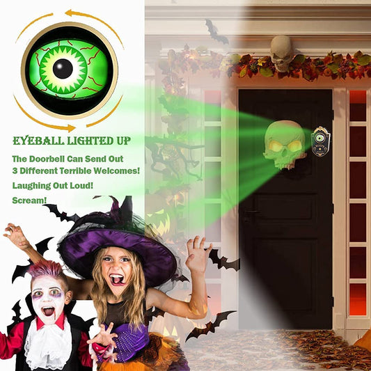 Upgrade Your Halloween Decor with Our Animated Eyeball Doorbell! Perfect for Spooky Sounds and Light-Up Fun. Ideal for Haunted Houses and Halloween Parties!