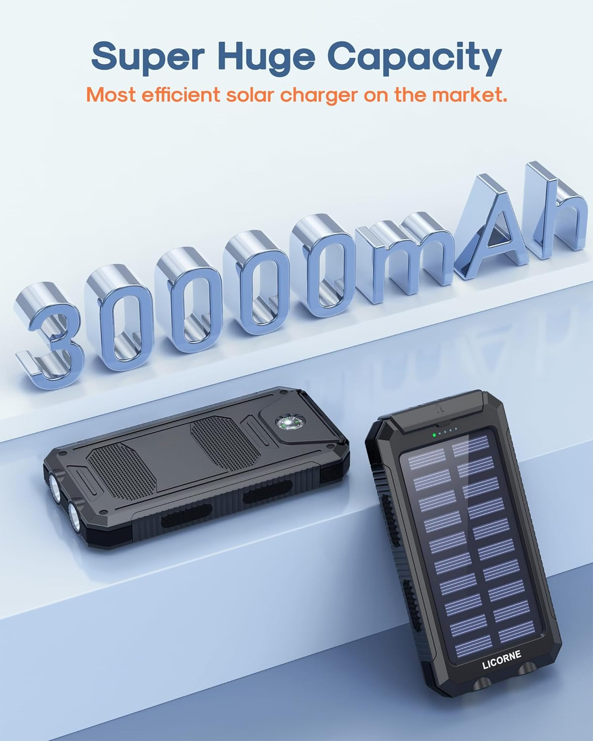 Solar Charger Power Bank - 30000mAh Fast Charging Portable Solar Phone Battery Panel Charger 🌞⚡