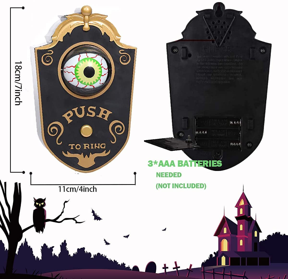 Upgrade Your Halloween Decor with Our Animated Eyeball Doorbell! Perfect for Spooky Sounds and Light-Up Fun. Ideal for Haunted Houses and Halloween Parties!
