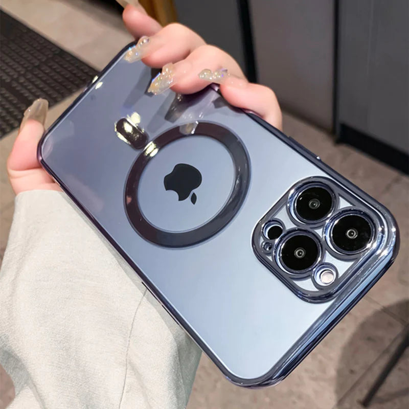 🌟 Elevate Your iPhone Experience: Luxury Clear Magnetic Magsafe Case for iPhone 14, 13, 12, 11 Pro Max, X, XR, XS, 8 Plus - Stylish Soft Silicone Cover with Seamless Wireless Charging 📱✨