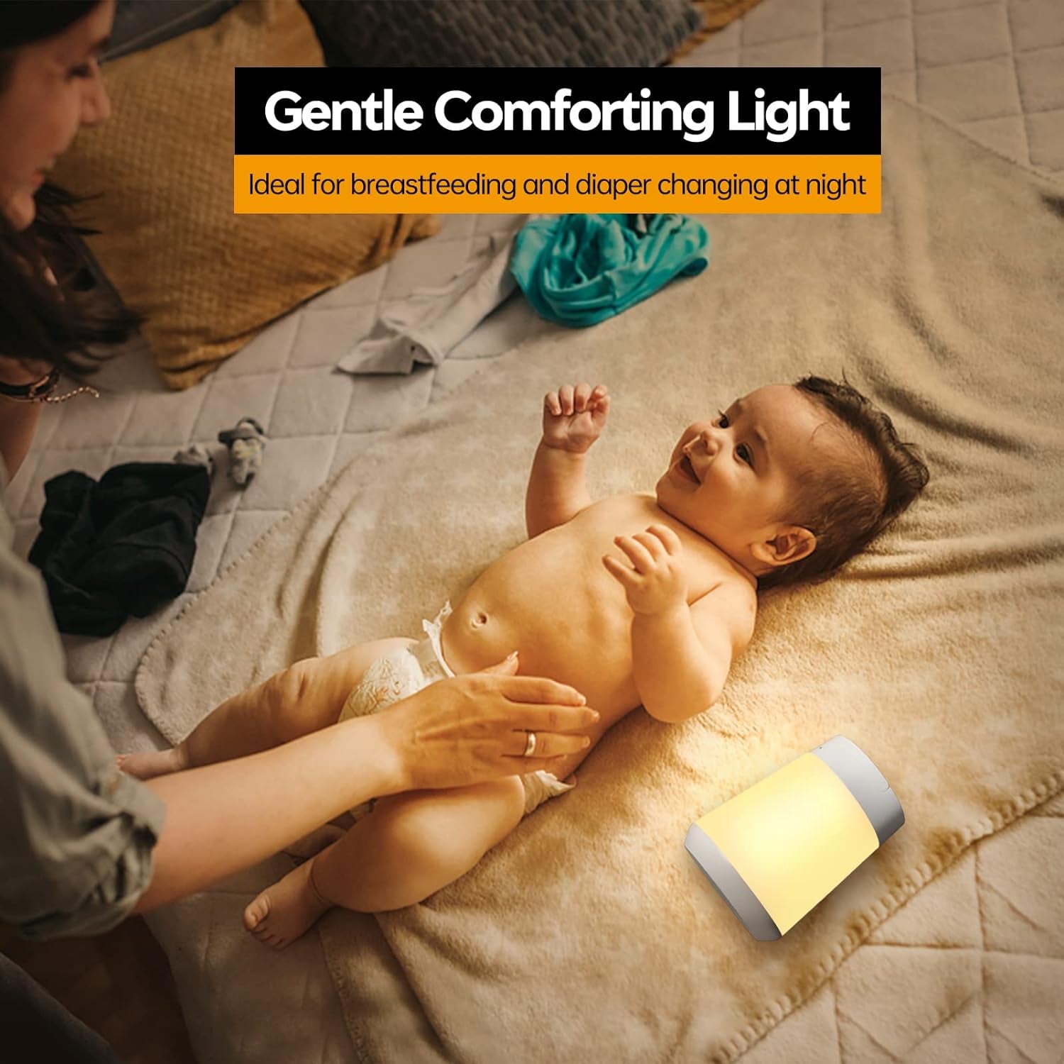 Night Light for Kids, LED Touch Sensor Baby Night Light for Breastfeeding and Sleep Aid, Stepless Dimming Nursery Lamp Rechargeable Portable Night Light with Memory Function Bedside Light