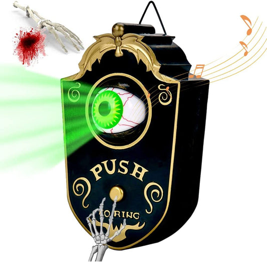 Upgrade Your Halloween Decor with Our Animated Eyeball Doorbell! Perfect for Spooky Sounds and Light-Up Fun. Ideal for Haunted Houses and Halloween Parties!