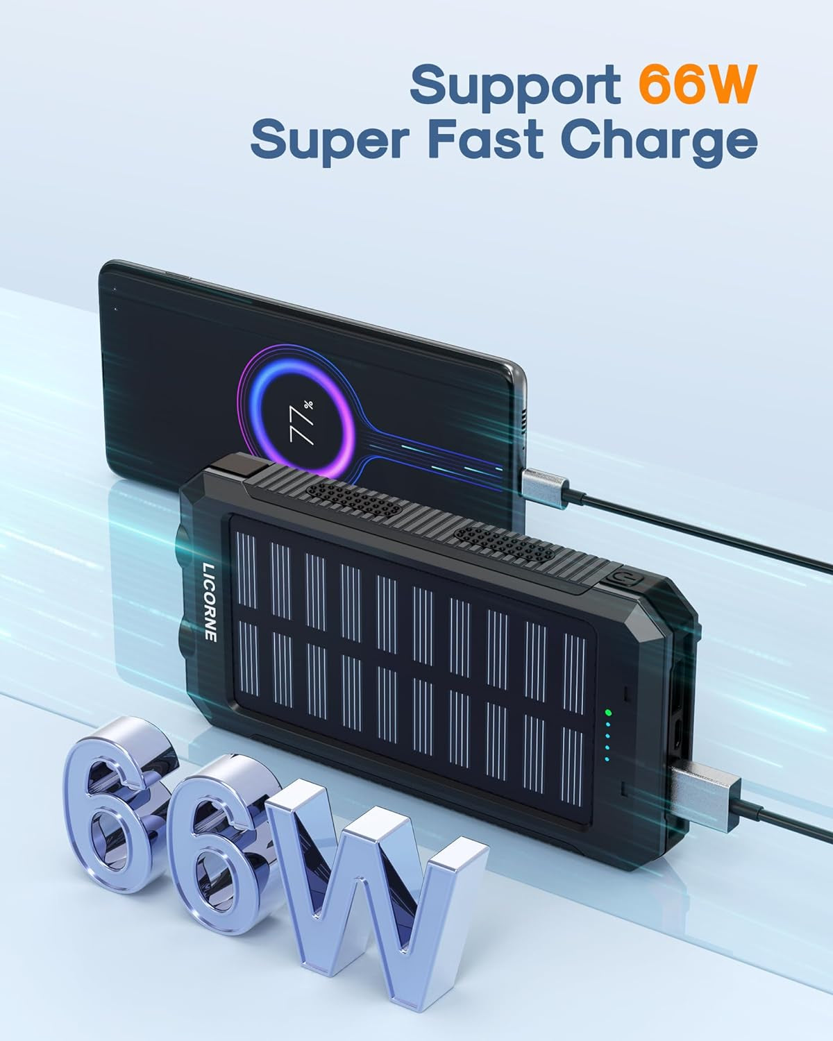 Solar Charger Power Bank - 30000mAh Fast Charging Portable Solar Phone Battery Panel Charger 🌞⚡