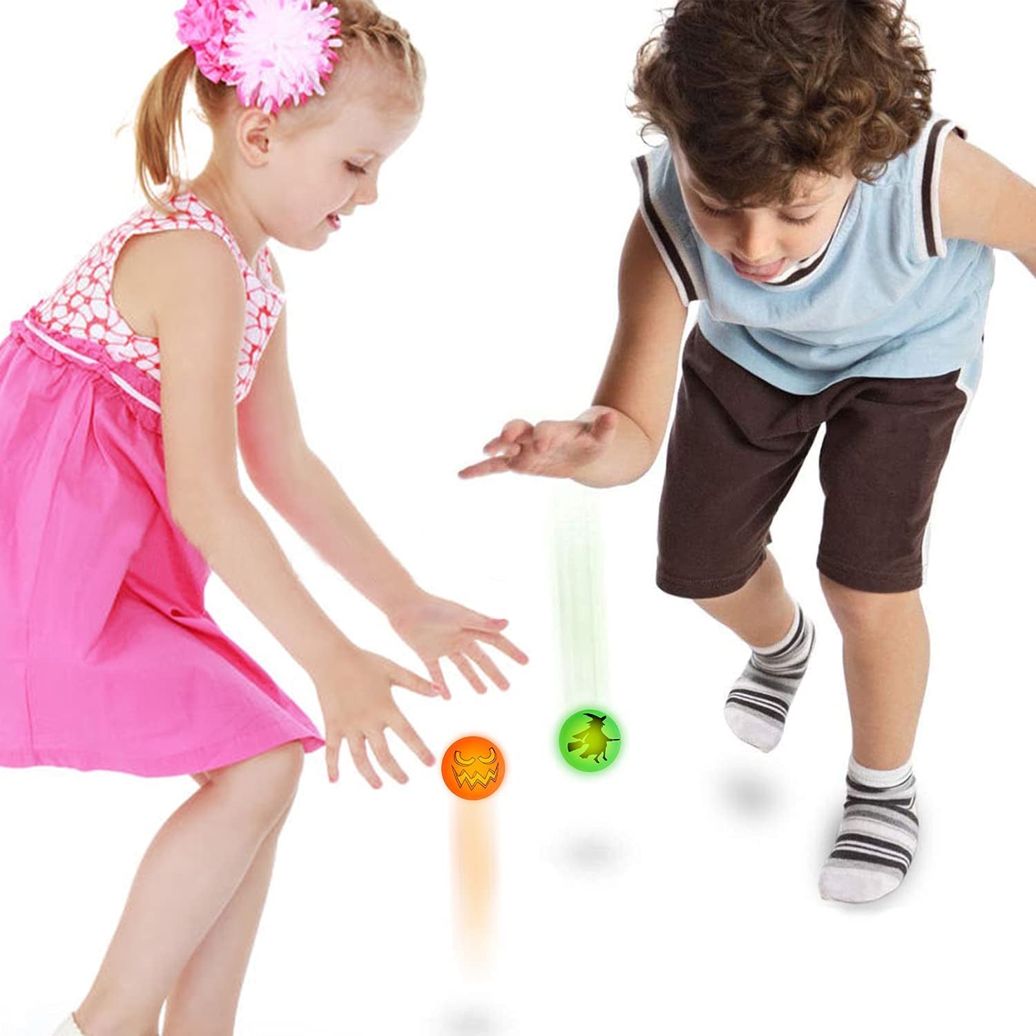 Spooktacular Fun with 40 Glow-in-the-Dark Bouncing Balls: Featuring 8 Halloween-Themed Designs! Perfect for Halloween Party Favors, Trick-or-Treating Goodie Bags, Classroom Game Rewards, and More. Comes with a Handy Pouch Bag