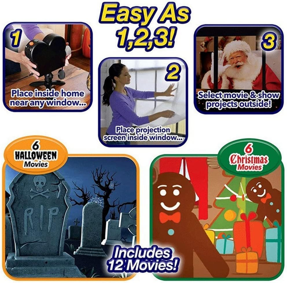 Halloween Holographic Projection Window Wonderland Projector: Transform Your Holidays – A Spectacular Holiday Light Gift!