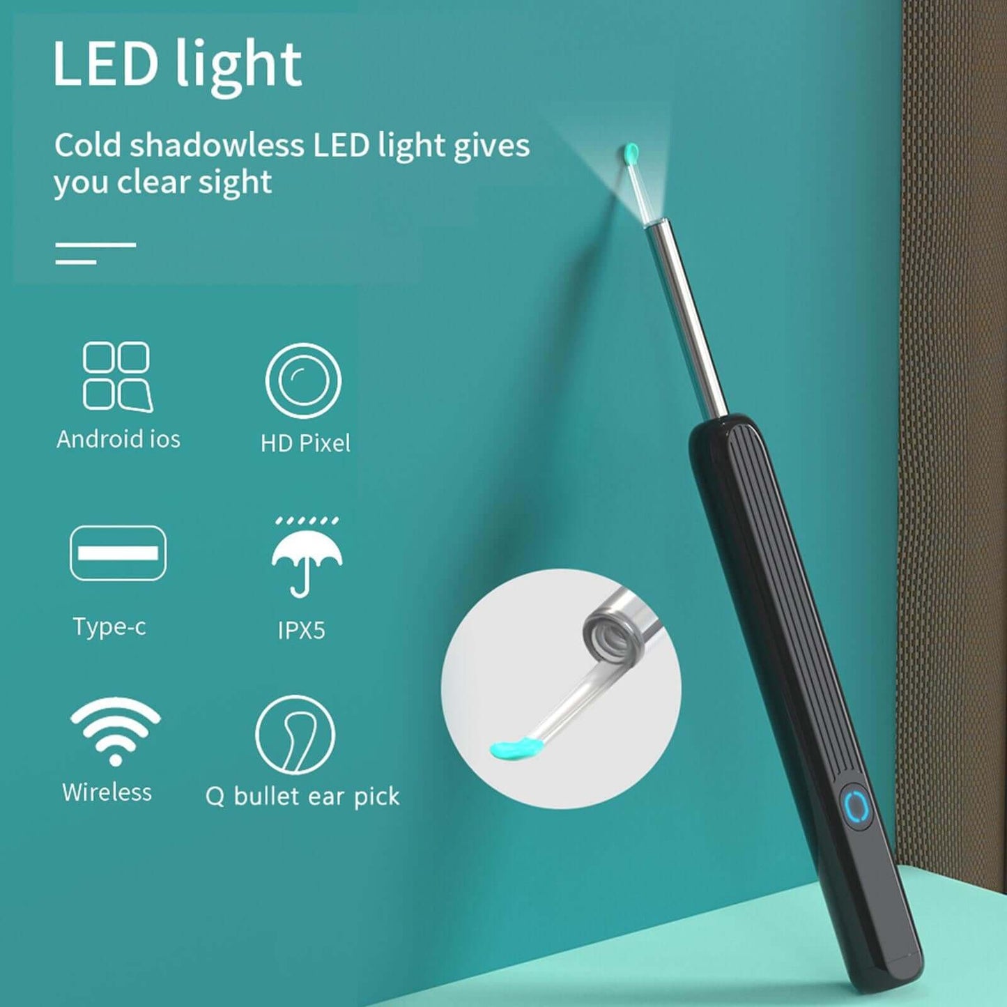 1PC Wireless Smart Visual Ear Cleaner Wax Removal Tool Sticks Otoscope Endoscope IP67 Ear Picking Stick Mini Camera Health Care