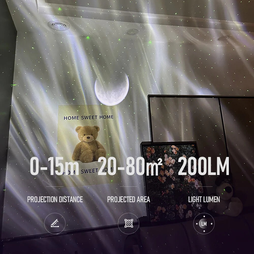 LED Aurora Borealis Galaxy Projector: Transform Your Space with – Bluetooth Music, Laser Stars, and Nebula Magic for Ultimate Atmosphere and Bedroom Bliss!