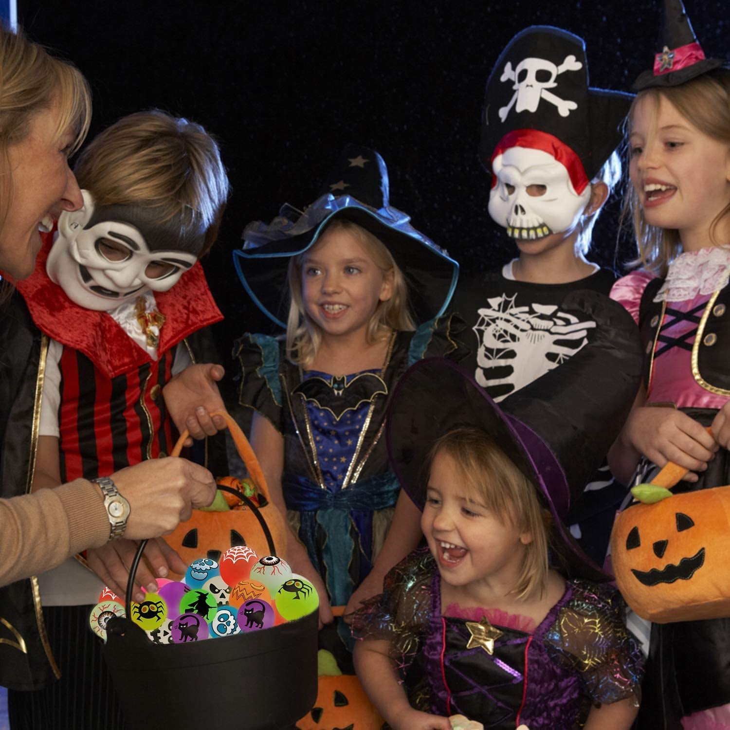 Spooktacular Fun with 40 Glow-in-the-Dark Bouncing Balls: Featuring 8 Halloween-Themed Designs! Perfect for Halloween Party Favors, Trick-or-Treating Goodie Bags, Classroom Game Rewards, and More. Comes with a Handy Pouch Bag