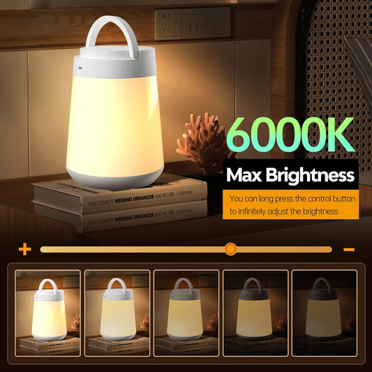 Night Light for Kids, LED Touch Sensor Baby Night Light for Breastfeeding and Sleep Aid, Stepless Dimming Nursery Lamp Rechargeable Portable Night Light with Memory Function Bedside Light