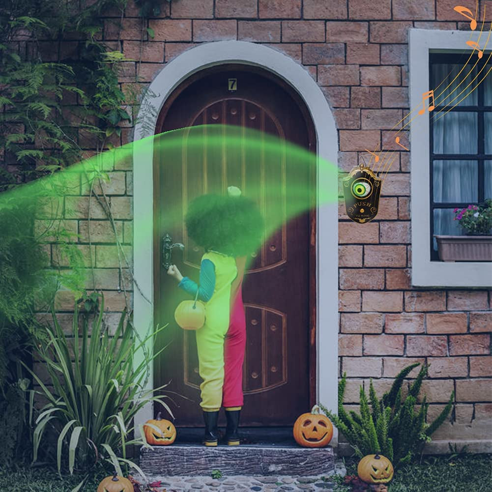 Upgrade Your Halloween Decor with Our Animated Eyeball Doorbell! Perfect for Spooky Sounds and Light-Up Fun. Ideal for Haunted Houses and Halloween Parties!