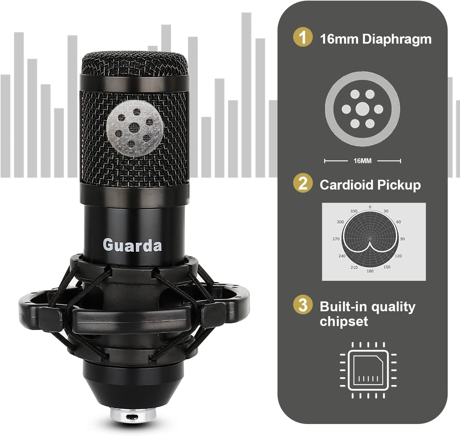 Guarda GD100 Studio Condenser USB Microphone Kit: Elevate Your PC Recording, Podcasting, Karaoke, and Streaming!