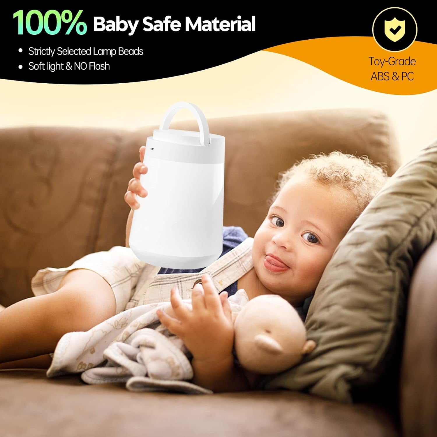 Night Light for Kids, LED Touch Sensor Baby Night Light for Breastfeeding and Sleep Aid, Stepless Dimming Nursery Lamp Rechargeable Portable Night Light with Memory Function Bedside Light