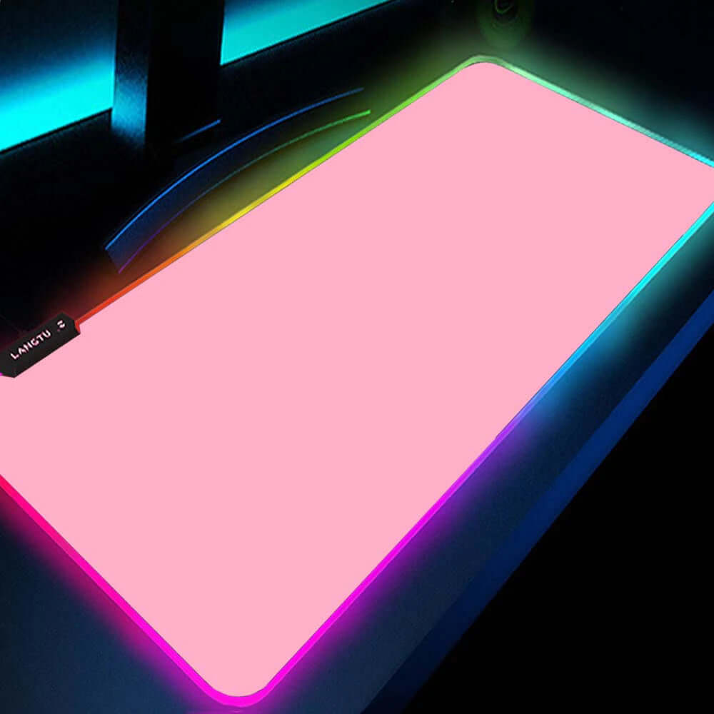 Black and White Mouse Pad Gamer Pink Mouse Mat Simple Gaming Led Lights Mousepad Rgb Computer Accessories Table Pads Large Mats