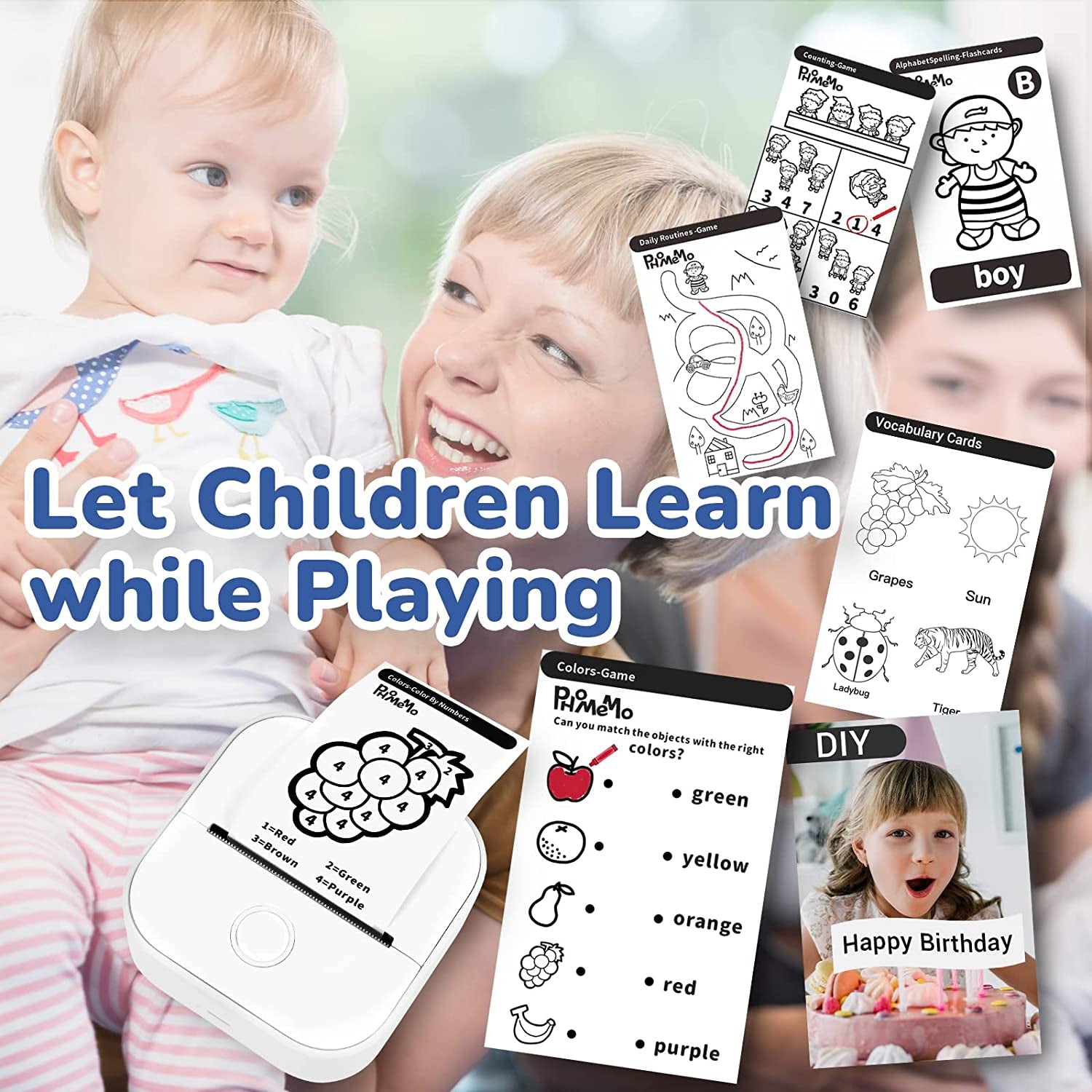 Experience Magical Memories with the Mini Printer T02: Your Portable Inkless Photo Printer for Kids' Birthday Parties and More!