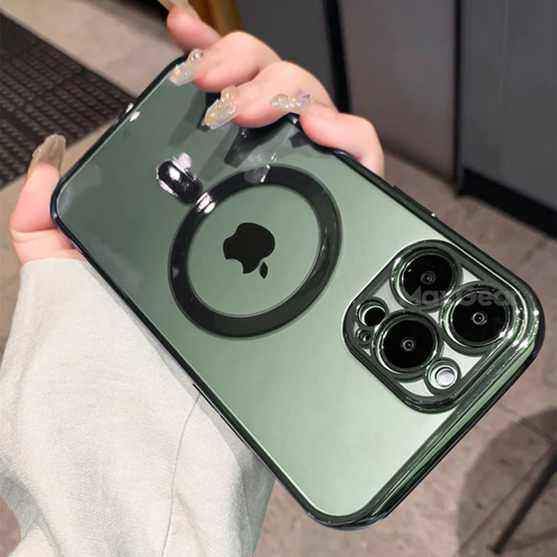 🌟 Elevate Your iPhone Experience: Luxury Clear Magnetic Magsafe Case for iPhone 14, 13, 12, 11 Pro Max, X, XR, XS, 8 Plus - Stylish Soft Silicone Cover with Seamless Wireless Charging 📱✨