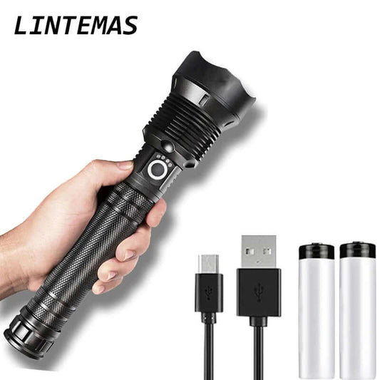 Rechargeable Flashlight Zoomable P70 Powerful LED Flashlight 3 Lighting Modes LED Torch Support for Mircro Charging Hunting Lamp