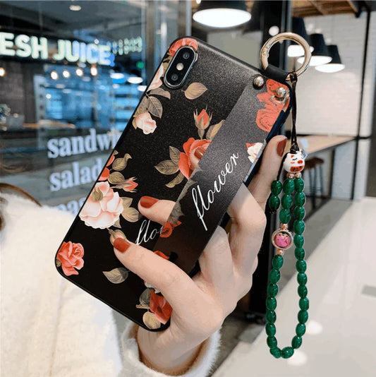 Experience Elegance with Cj's Ladies Rose Florals Graphic Print iPhone Case – Stylish Wrist Strap Included