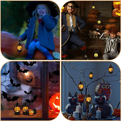 Elevate Halloween Fun with Children's Handheld Pumpkin Light-Up Lanterns: Set of 3 Kids' LED Lights for Indoor and Outdoor Halloween Decorations, Featuring Horror Funny Expressions!