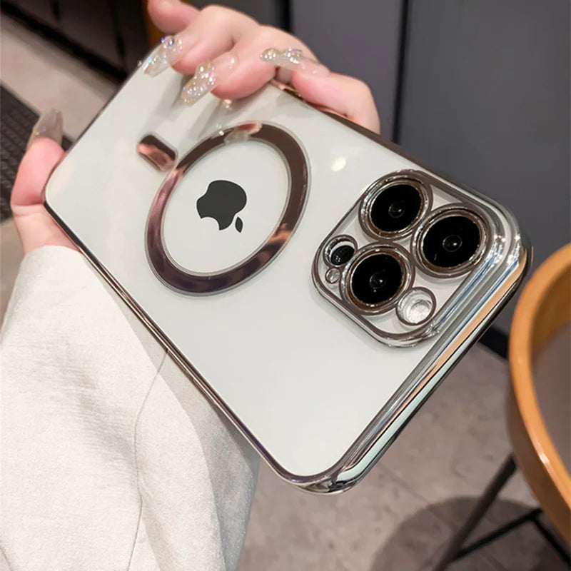 🌟 Elevate Your iPhone Experience: Luxury Clear Magnetic Magsafe Case for iPhone 14, 13, 12, 11 Pro Max, X, XR, XS, 8 Plus - Stylish Soft Silicone Cover with Seamless Wireless Charging 📱✨