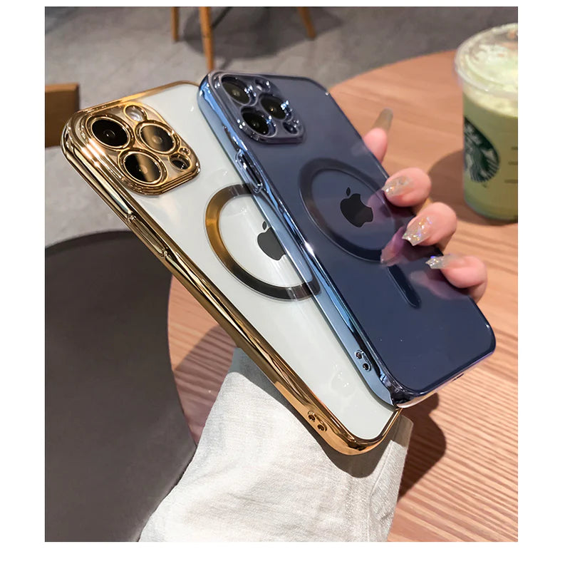 🌟 Elevate Your iPhone Experience: Luxury Clear Magnetic Magsafe Case for iPhone 14, 13, 12, 11 Pro Max, X, XR, XS, 8 Plus - Stylish Soft Silicone Cover with Seamless Wireless Charging 📱✨