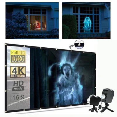 Enhance Your Halloween Decorations with the 120 Inch Halloween Projection Screen: Perfect for Spooky Visual Effects and Decorative Displays!