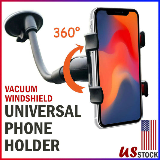 Universal Car Windshield Vacuum Mount Cell Phone Holder Stand - Secure and Hands-Free for iPhone and Samsung - Drive Safely with this Premium Phone Holder!