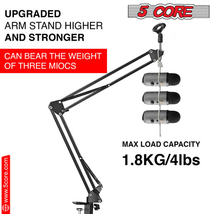 Enhance Your Recording Setup with the 5 Core Adjustable Suspension Boom Arm Mic Stand Set - Includes Shock Mount, Dual Pop Filter, and Cable Ties for Ultimate Convenience