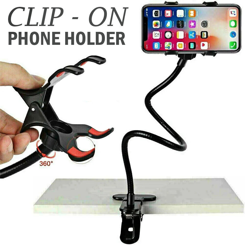 Flexible Gooseneck Phone Stand Holder: Your Universal Solution for Comfort and Convenience – Ideal for Bed, Desk, or Table!
