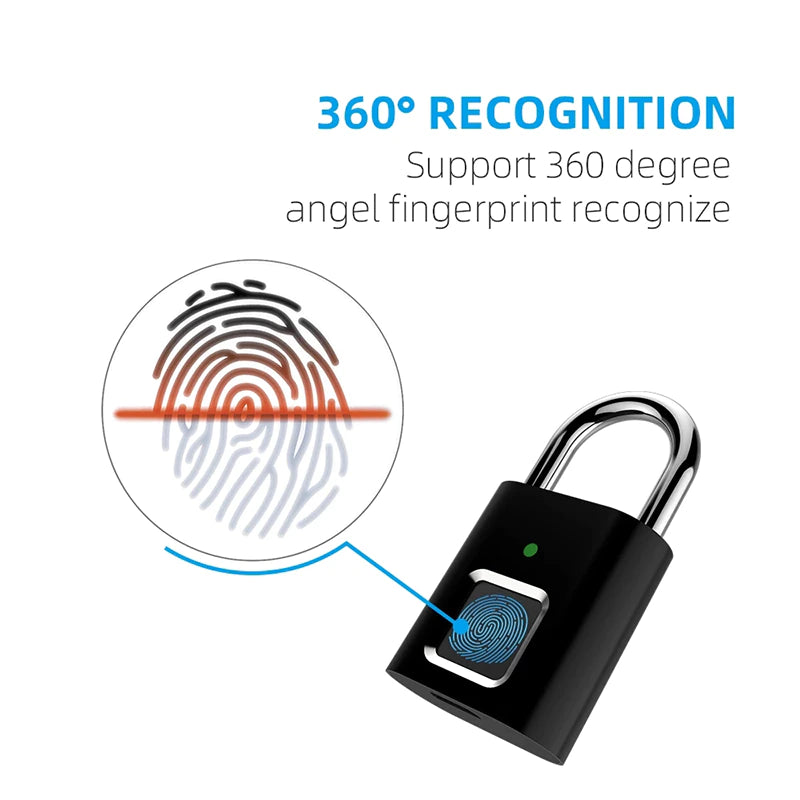 Ultimate Security: Black Silver USB Rechargeable Door Smart Lock with Fingerprint Recognition - Unlock with Speed and Precision! 🔒