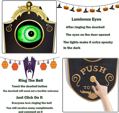 Upgrade Your Halloween Decor with Our Animated Eyeball Doorbell! Perfect for Spooky Sounds and Light-Up Fun. Ideal for Haunted Houses and Halloween Parties!