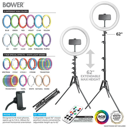 Content Creator Kit With16-Inch RGB Ring Light, 62-Inch Adjustable Tripod, and Green Screen for Content Creation Camera Accessory