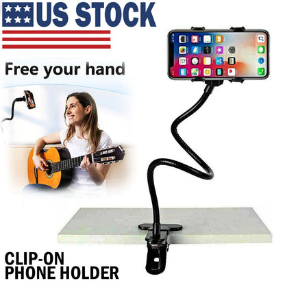 Flexible Gooseneck Phone Stand Holder: Your Universal Solution for Comfort and Convenience – Ideal for Bed, Desk, or Table!